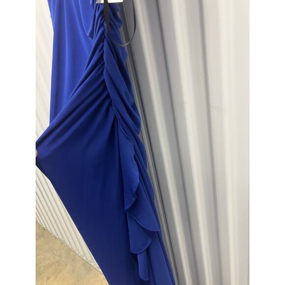 Betsy &‎ Adam Dress Sz 10 Blue Waterfall Formal Prom Dance Cocktail Evening Long - Picture 4 of 7